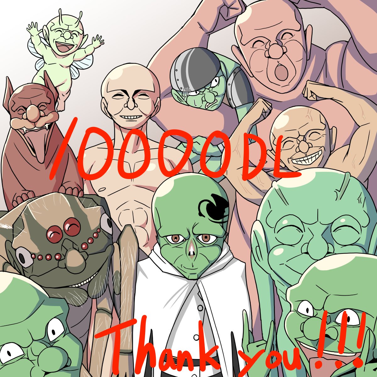 anger_vein, armor, bald, banamei, bug, colored_skin, commentary_request, dog