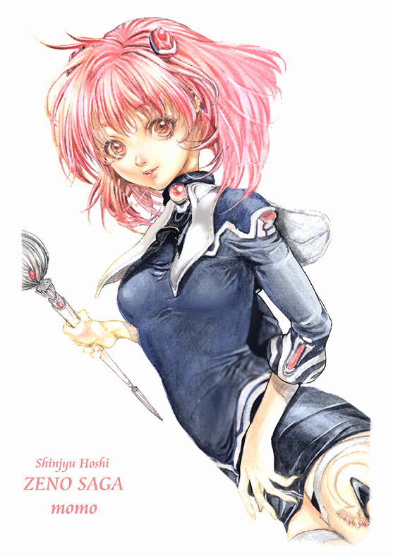 bangs, brush_(medium), capelet, color_ink_(medium), dress, dutch_angle, flat_chest, hair_ornament