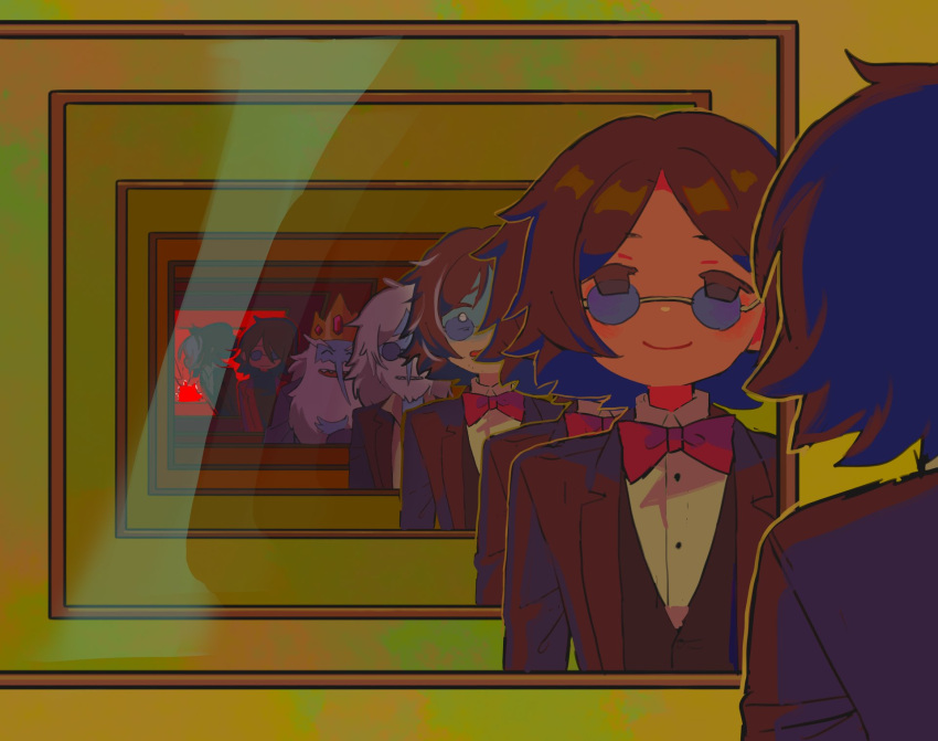 1boy, adventure_time, adventure_time:_fionna_and_cake, beard, blue_skin, bow, bowtie, brown_hair