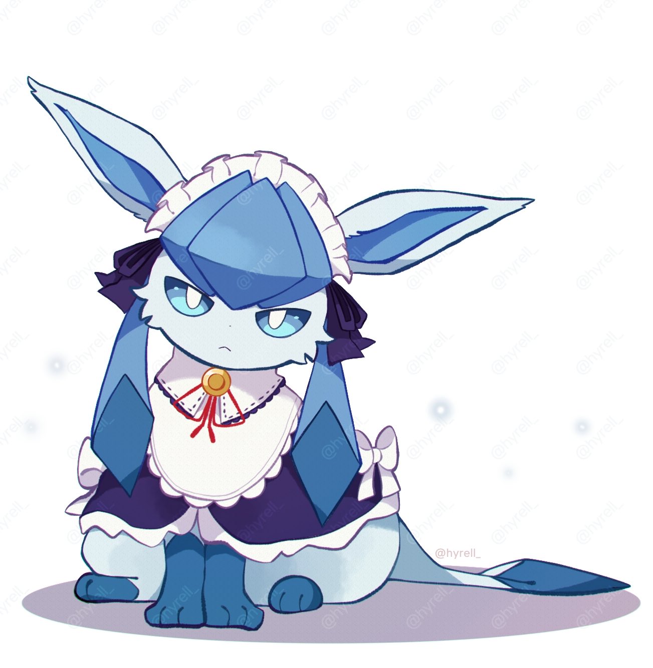 animal_focus, animal_hands, black_bow, blue_eyes, blue_fur, bow, bright_pupils, closed_mouth
