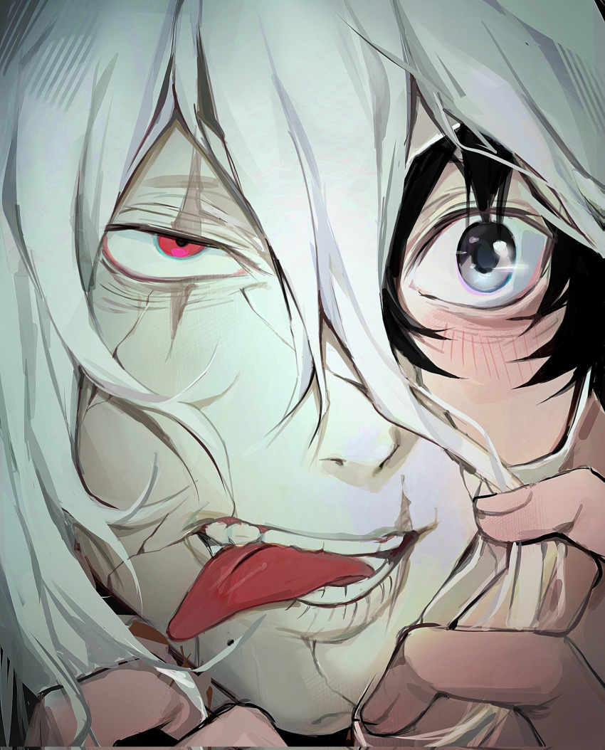 1boy, bivvbv, black_hair, blush, boku_no_hero_academia, broken_mask, close-up, corrupted_twitter_file