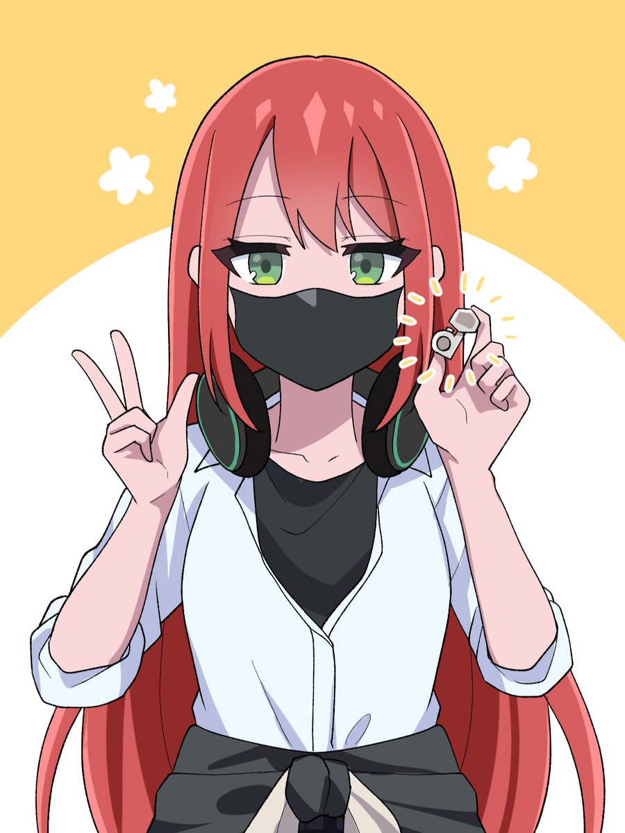 1girl, anime_coloring, artist_request, black_mask, black_shirt, clothes_around_waist, dragon_musume_ni_naritakunai!, duel_masters