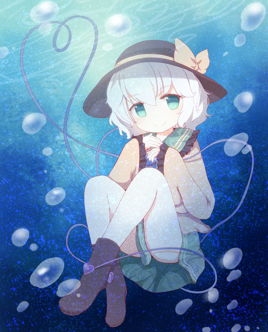 bubble, colored, green_eyes, hat, komeiji_koishi, mari_audio, shirt, short_hair