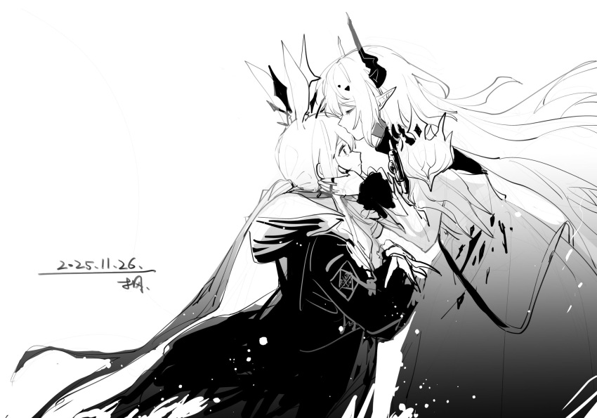 2girls, amiya_(arknights), amiya_(medic)_(arknights), animal_ears, arknights, chinese_commentary, civilight_eterna, cloak