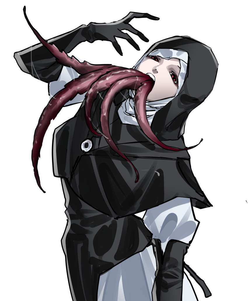 1girl, absurdres, black_bodice, black_capelet, black_gloves, black_hood, capelet, commentary