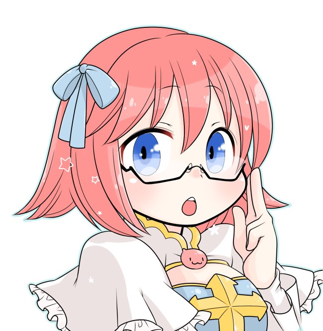 1girl, arch_bishop_(ragnarok_online), black-framed_eyewear, blue_bow, blue_dress, blue_eyes, blush, bow
