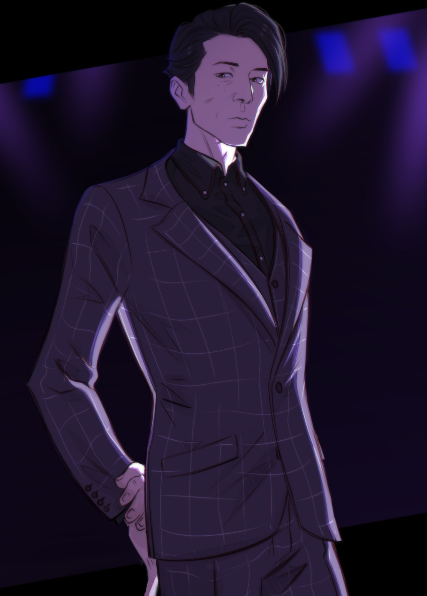 1boy, absurdres, black_hair, cheekbones, collared_shirt, highres, lost_judgment, male_focus