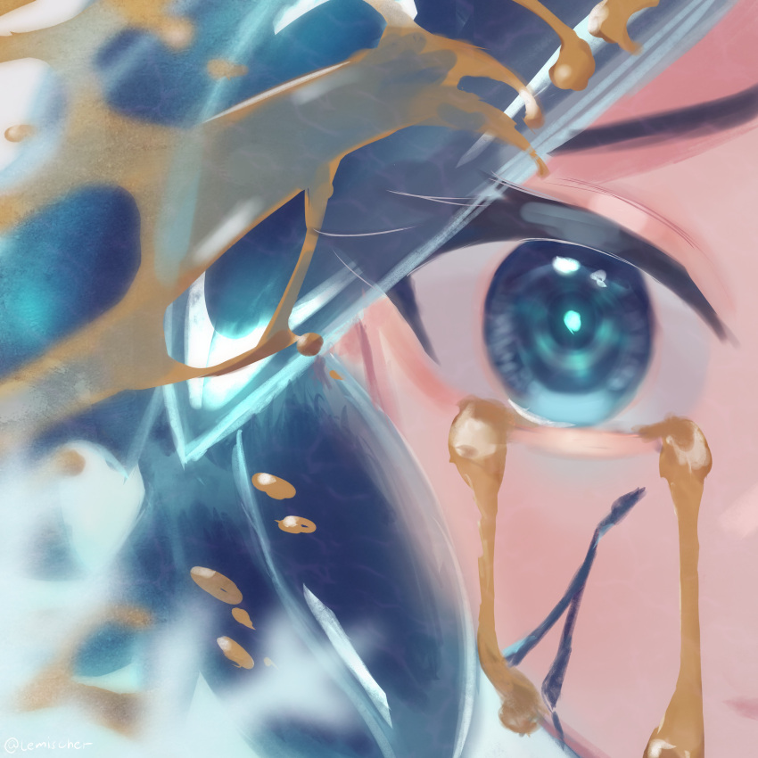 1other, absurdres, androgynous, aqua_eyes, aqua_hair, blue_eyes, close-up, commentary