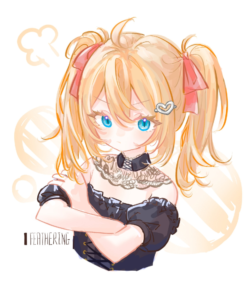 1girl, ahoge, ani_(xai), ani_(xai)_(cosplay), artist_name, black_choker, black_fur, blue_eyes
