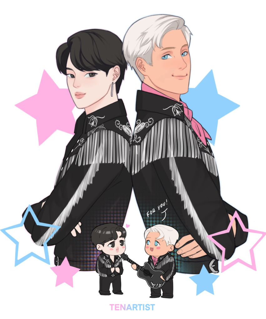 !, 2boys, :d, artist_name, asian, back-to-back, bangtan_boys, barbie_(franchise)