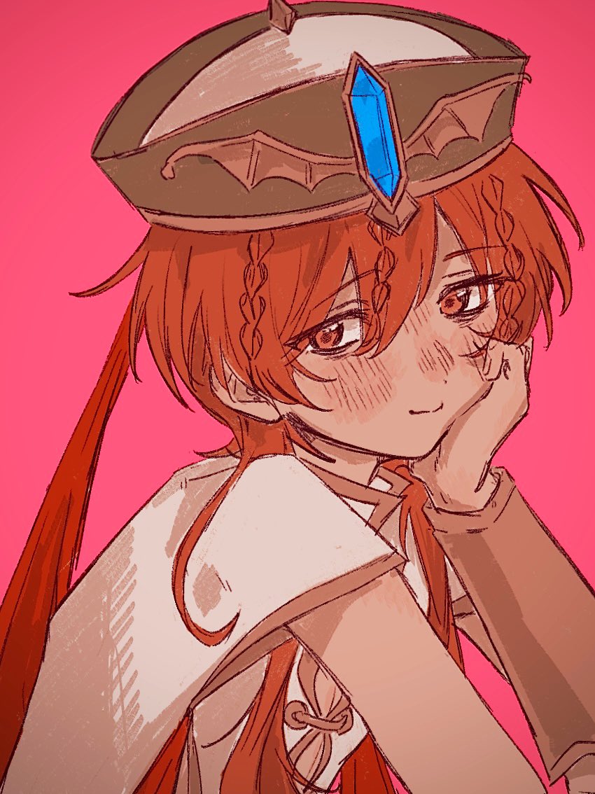 1boy, androgynous, blush, braid, chinese_clothes, chinese_hat, commentary_request, long_hair