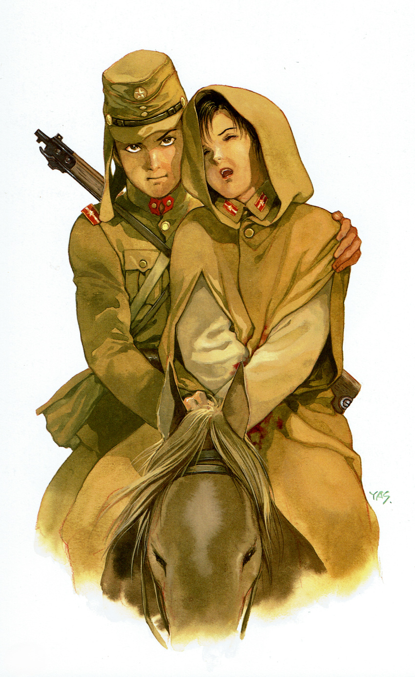 absurdres, china, hat, highres, horse, japan, manchukuo, military_hat