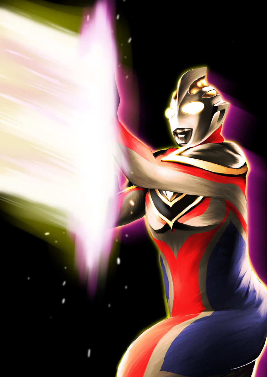 1boy, absurdres, alien, armor, black_background, blue_skin, breastplate, color_timer