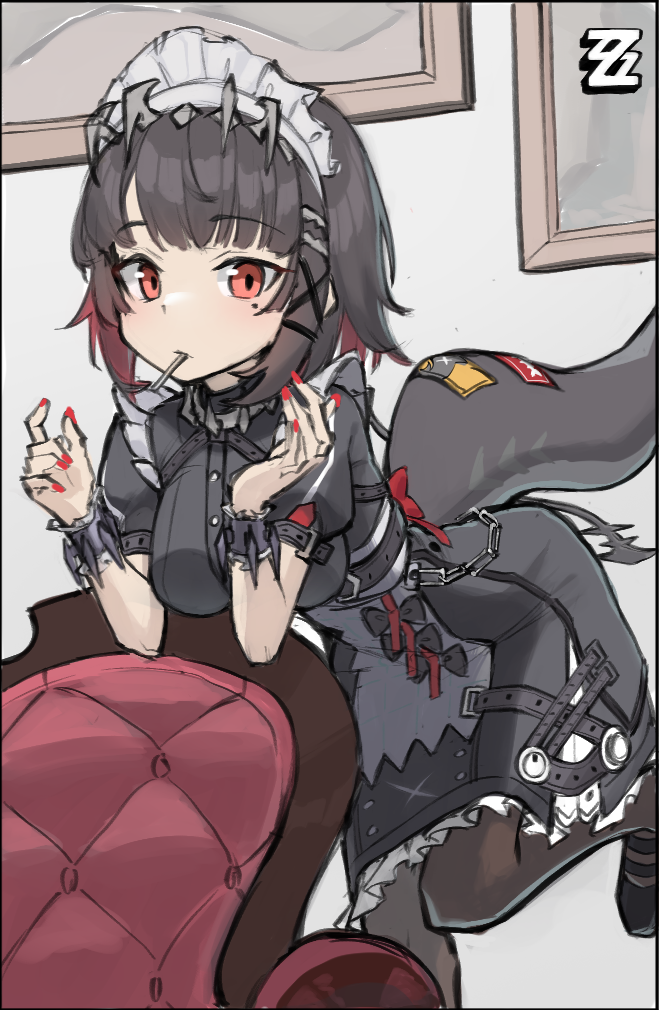 1girl, belt, black_dress, black_hair, black_pantyhose, black_shoes, breasts, brown_pantyhose