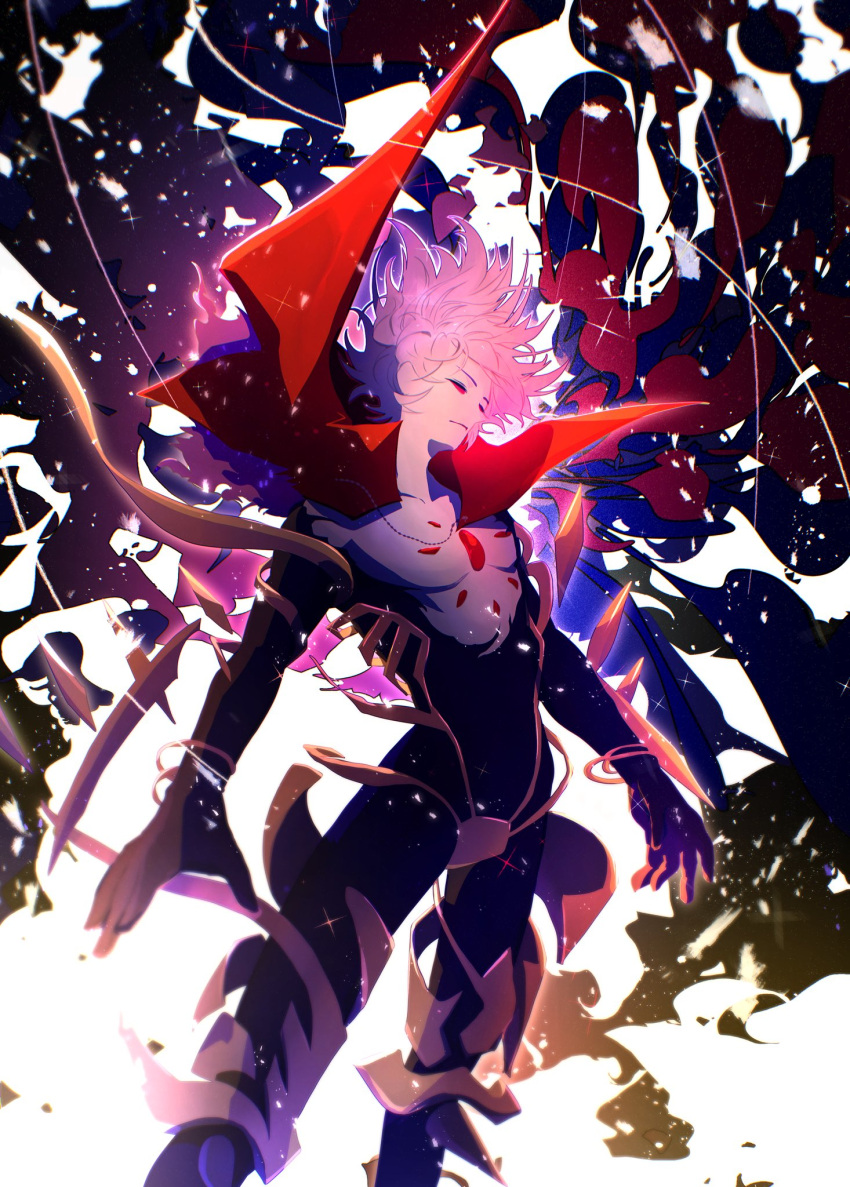 1boy, bishounen, chest_jewel, collar, eyeshadow, fate/extella, fate/extella_link, fate/extra