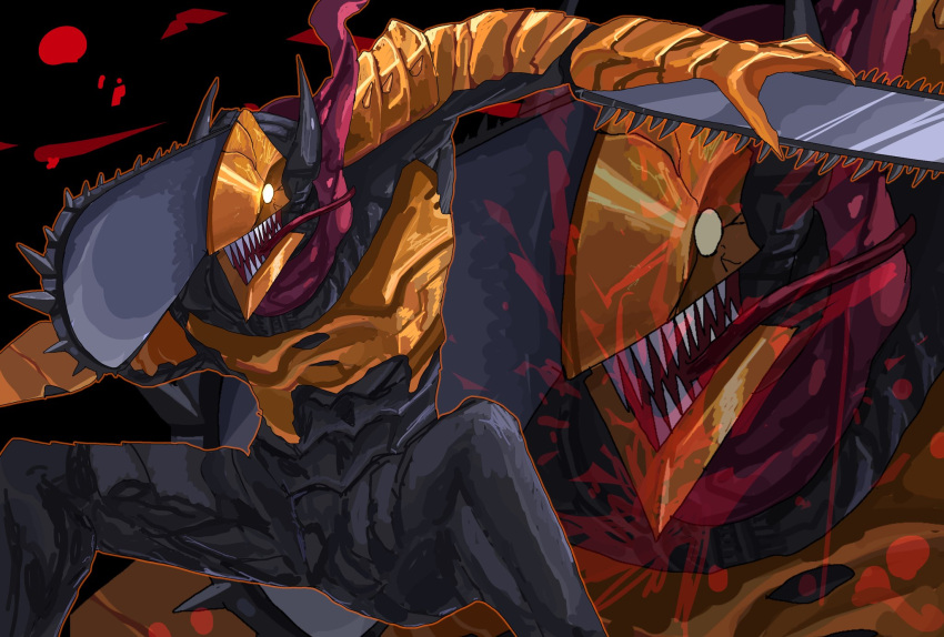 armor, chainsaw, chainsaw_devil, chainsaw_man, claws, denji_(chainsaw_man), fangs, full_body