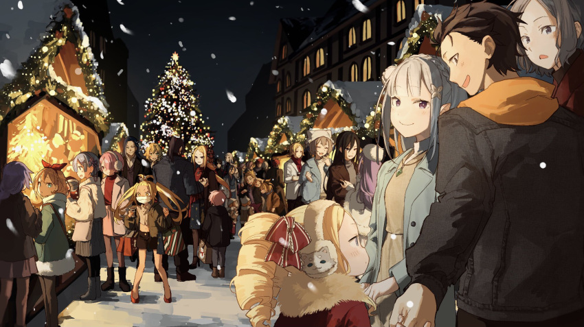 6+boys, 6+girls, 8_humi, aldebaran_(re:zero), anastasia_hoshin, bag, beatrice_(re:zero), black_hair