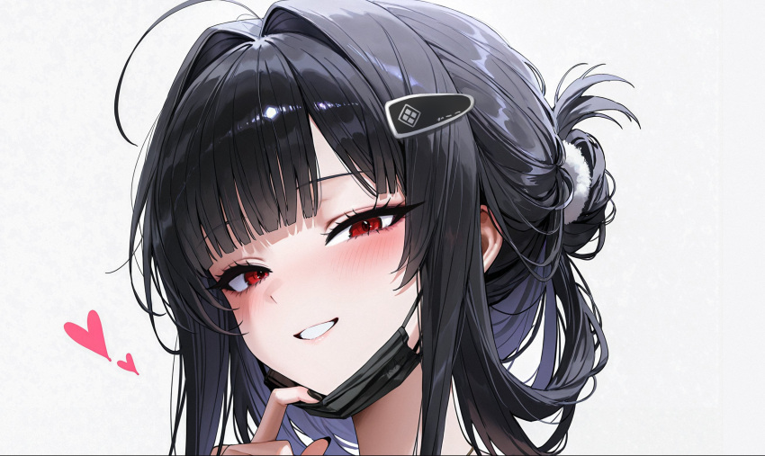 1girl, ahoge, black_hair, blunt_bangs, blush, d_(killer_wife)_(nikke), d_(nikke), goddess_of_victory:_nikke