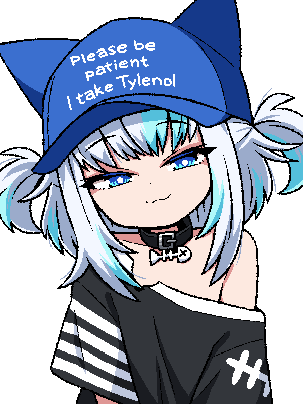 1girl, :3, blue_eyes, collar, hat, indie_virtual_youtuber, ink_(inksgirls), meme