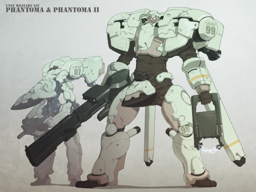 gun, highres, mecha, nelo_(fox), no_humans, orbital_frame, phantoma, phantoma_ii