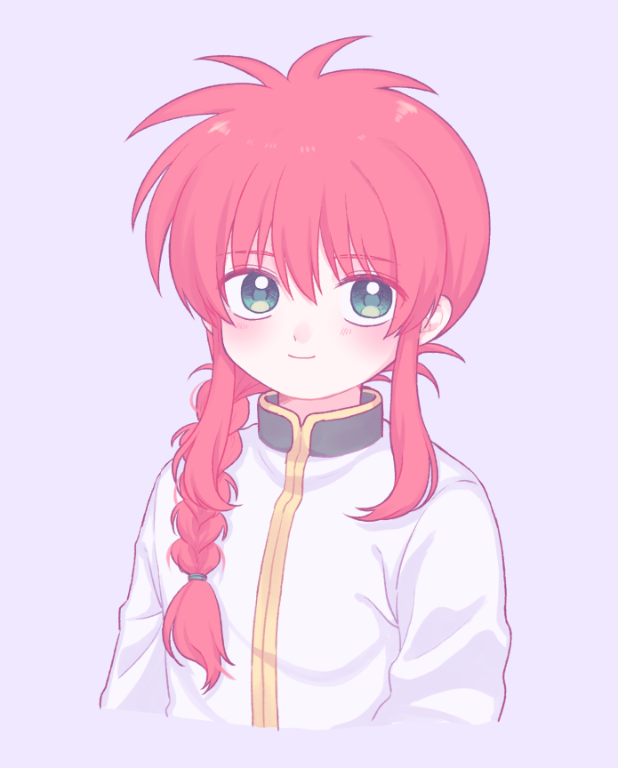 1boy, alternate_hairstyle, bishounen, braid, commentary_request, cropped_torso, green_eyes, hair_over_shoulder