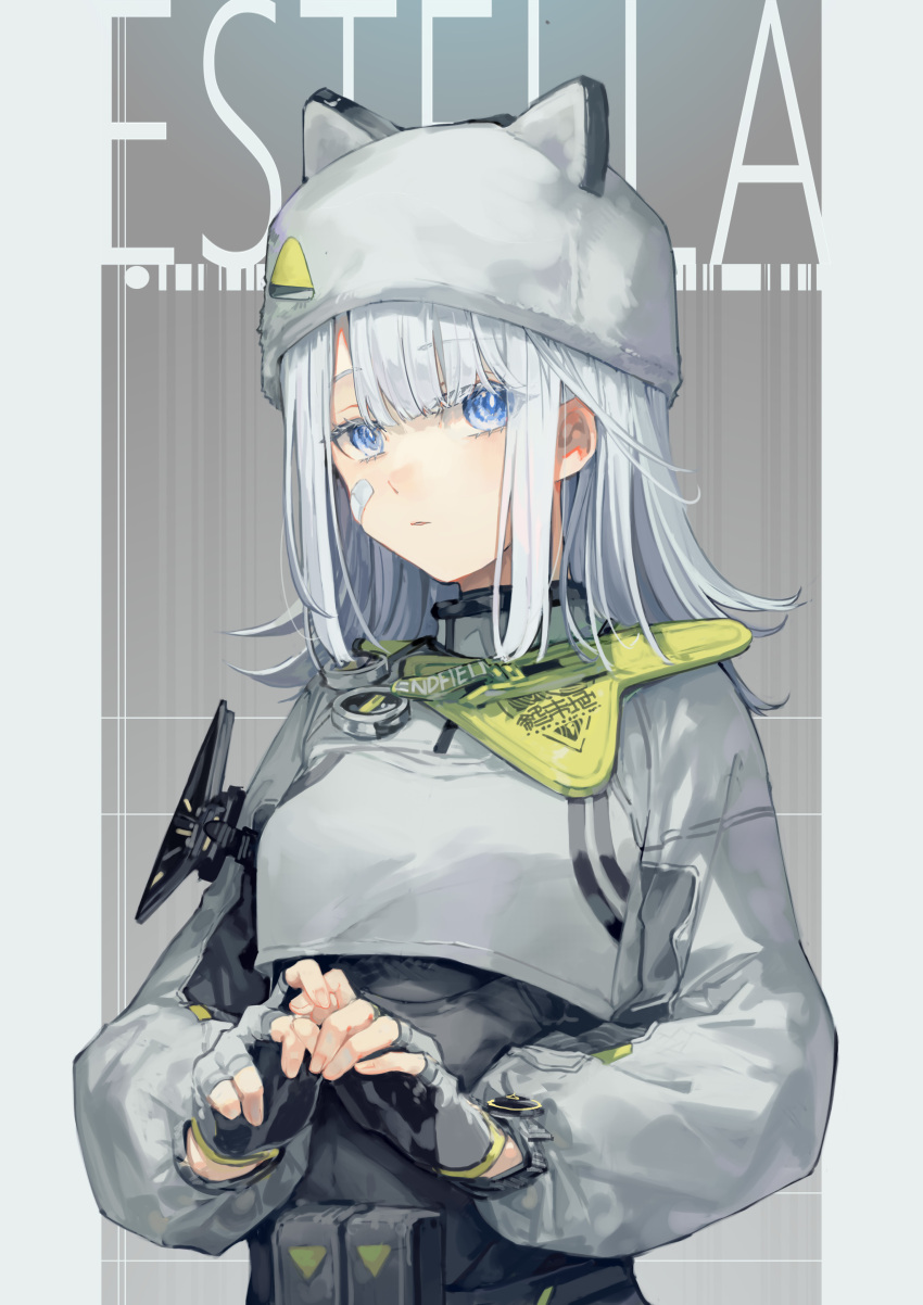 1girl, absurdres, arknights, arknights:_endfield, bandaid, bandaid_on_cheek, bandaid_on_face, black_gloves