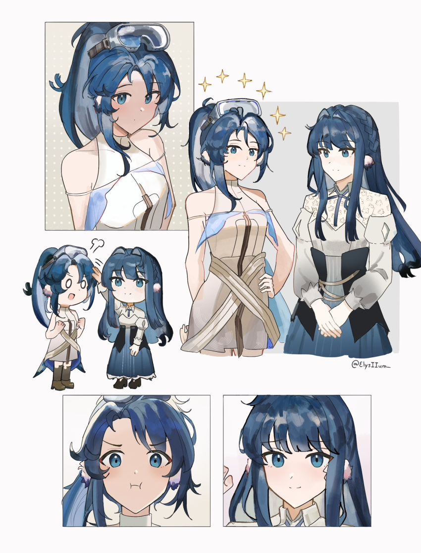 2girls, :t, arknights, astesia_(arknights), astgenne_(arknights), astgenne_the_lightchaser_(arknights), black_corset, blue_eyes