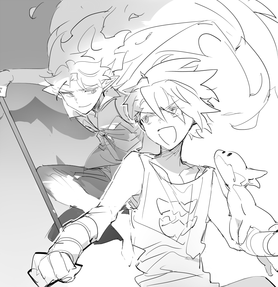 2boys, animal, animal_on_arm, bad_id, bad_twitter_id, bracelet, cape, cookie_run
