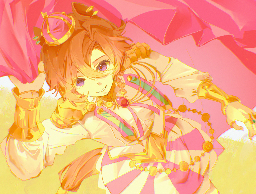 1girl, absurdres, animal_ears, armor, breasts, cape, crown, ear_ornament