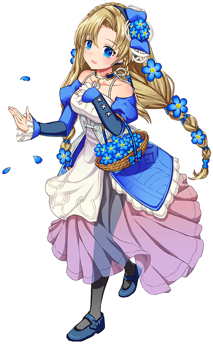 1girl, alpha_transparency, artist_request, bare_shoulders, basket, blaanid_(mabinogi), black_pantyhose, blue_choker