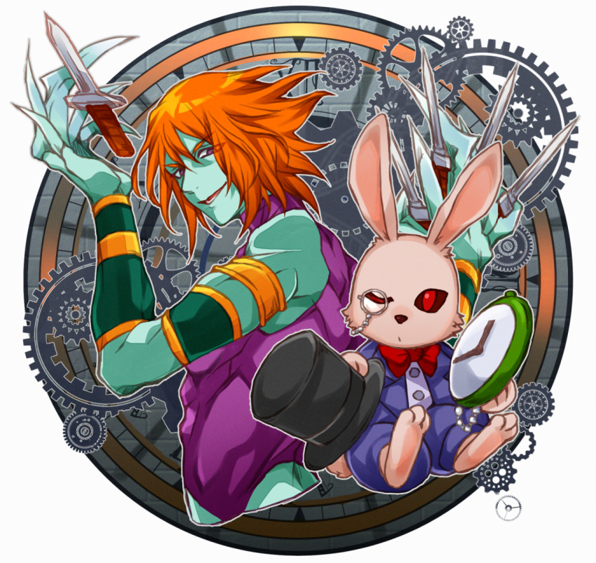 2boys, armor, blue_pants, bow, bowtie, castlevania:_aria_of_sorrow, castlevania:_dawn_of_sorrow, castlevania_(series)
