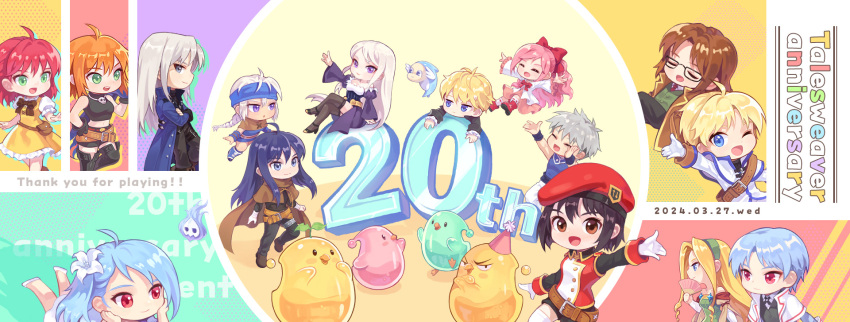 2024, ahoge, anais_del_caril, ankle_boots, anniversary, artist_request, asymmetrical_bangs, badge
