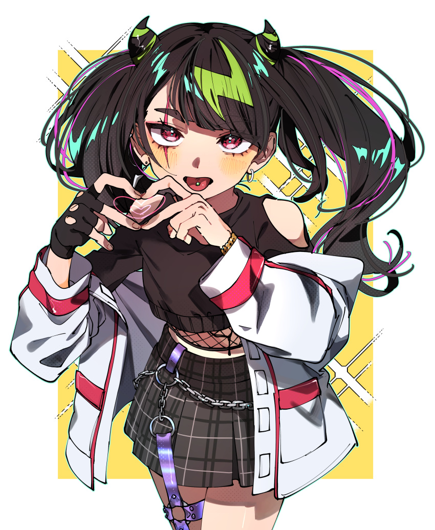 1girl, 3am, absurdres, aqua_outline, bad_link, bare_shoulders, black_gloves, black_hair