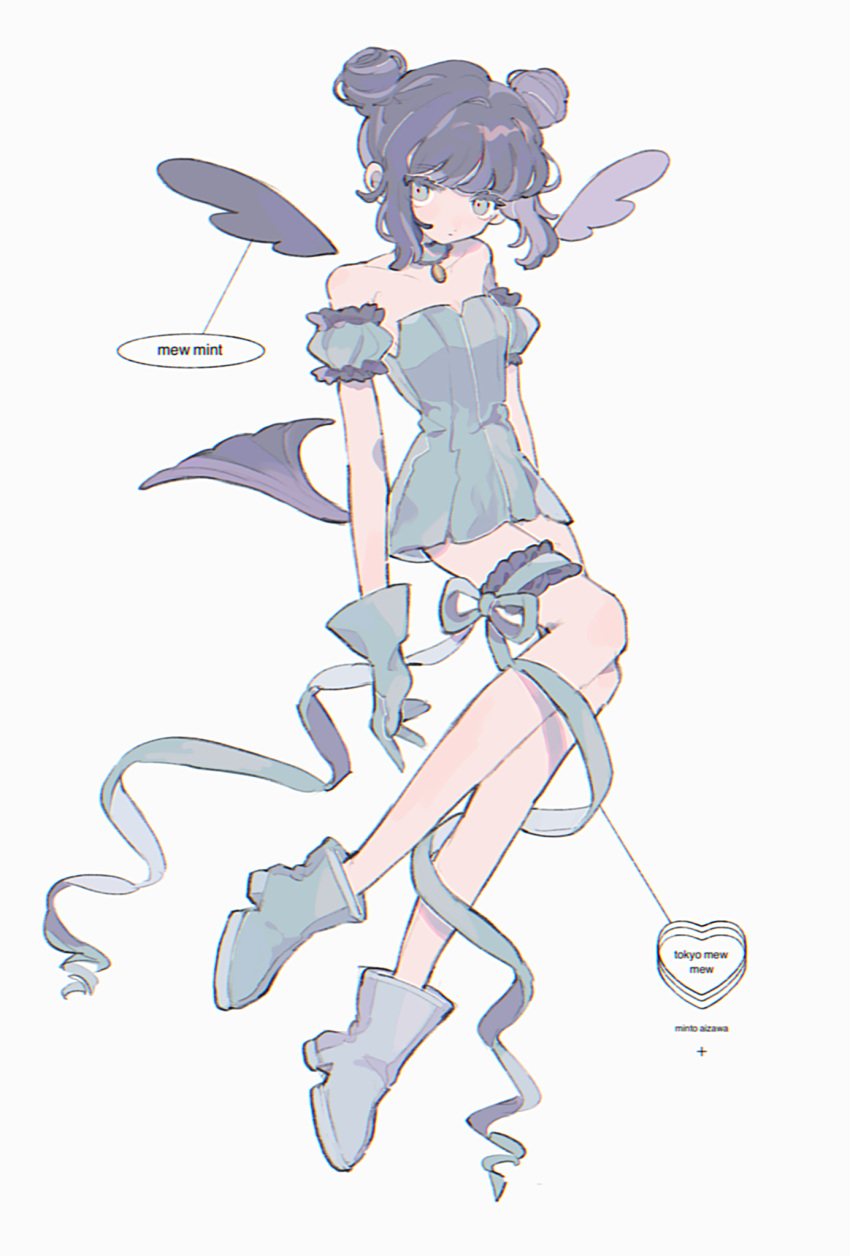1girl, aizawa_mint, aqua_boots, aqua_dress, aqua_eyes, aqua_gloves, blunt_bangs, boots
