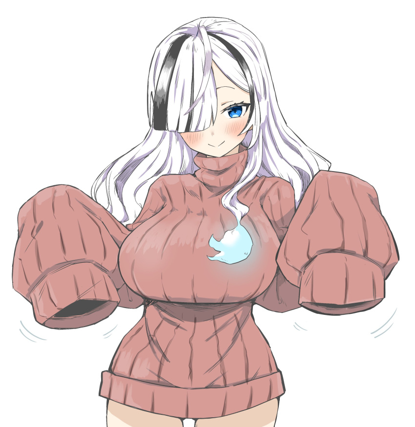 1girl, absurdres, ahoge, alternate_costume, black_hair, blue_eyes, blush, breasts