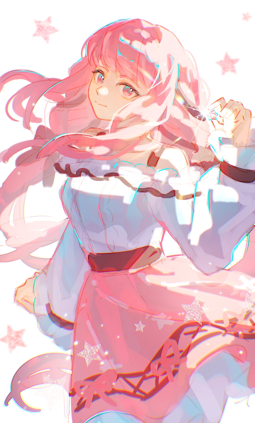 1girl, absurdres, bare_shoulders, black_bow, black_ribbon, bow, bra_strap, center_frills