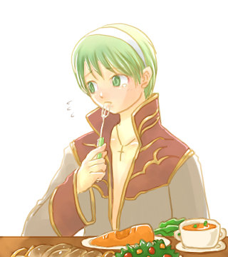 1boy, carrot, closed_mouth, coat, commentary_request, cross, cross_necklace, cup