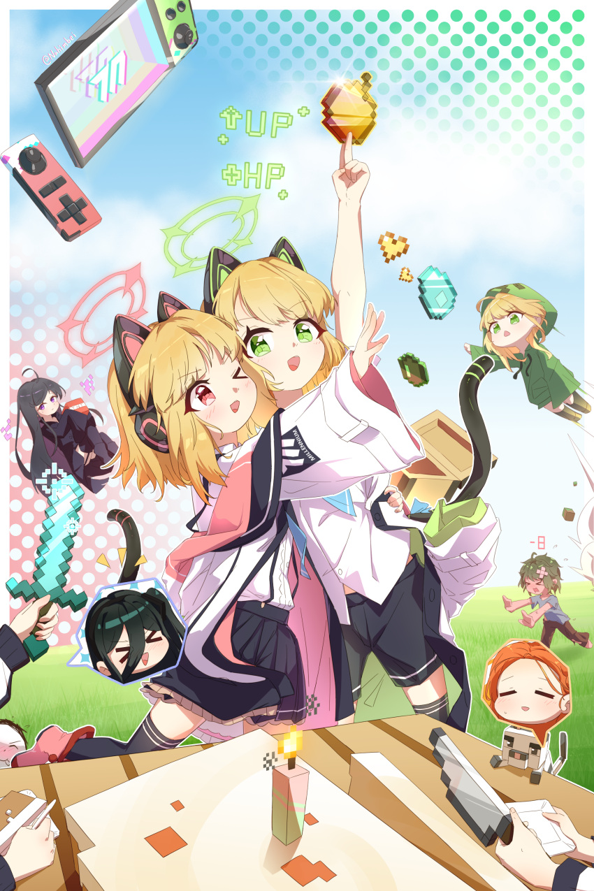 >_<, >_o, 6+girls, :d, ;d, =_=, absurdres, ahoge