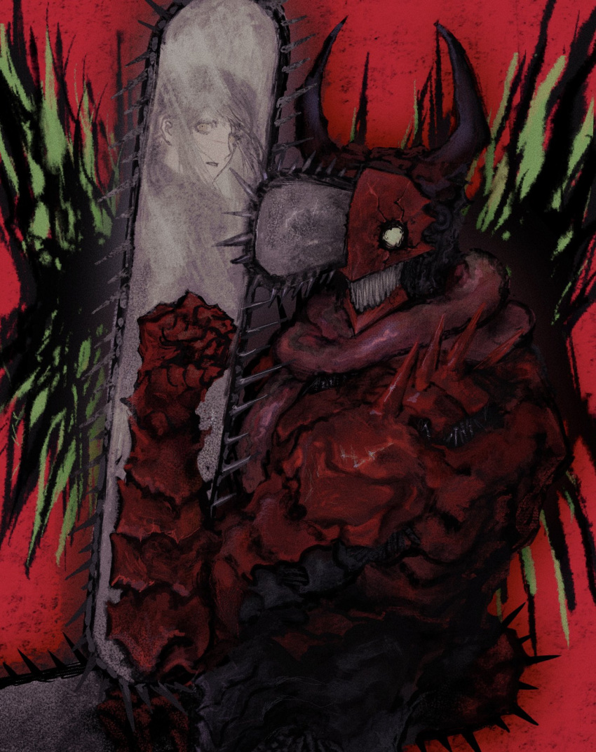 1boy, chainsaw, chainsaw_devil, chainsaw_man, commentary_request, denji_(chainsaw_man), highres, horns