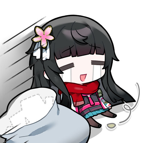 1girl, artist_request, bag, black_hair, chibi, chibi_only, crying, girls'_frontline_2:_exilium