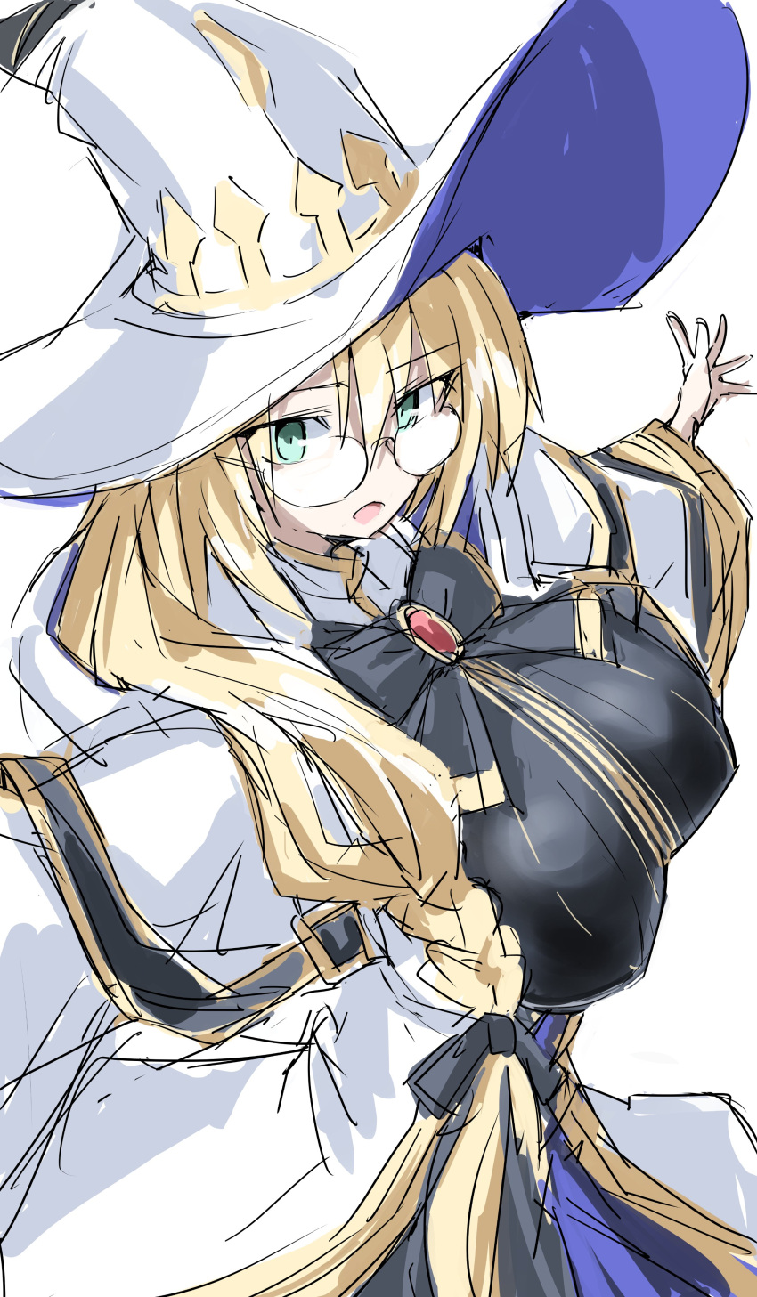 1girl, absurdres, aesc_(fate), aesc_(rain_witch)_(fate), black_robe, blonde_hair, braid, dress