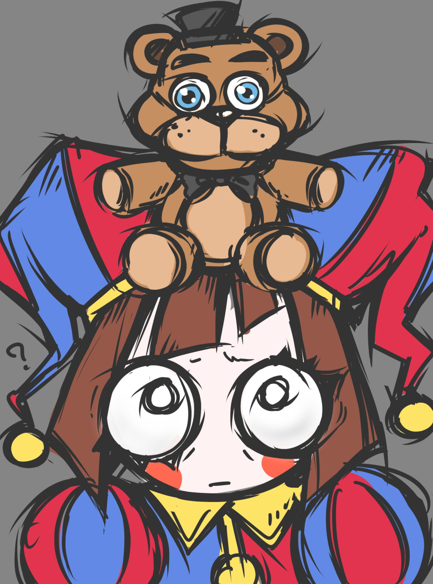 1boy, 1girl, ?, absurdres, animal_ears, black_hat, black_ribbon, blue_eyes