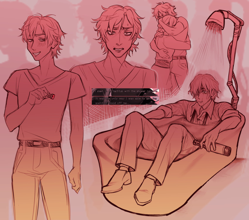 1boy, 1girl, absurdres, alternate_costume, bathing, bathtub, belt, blush