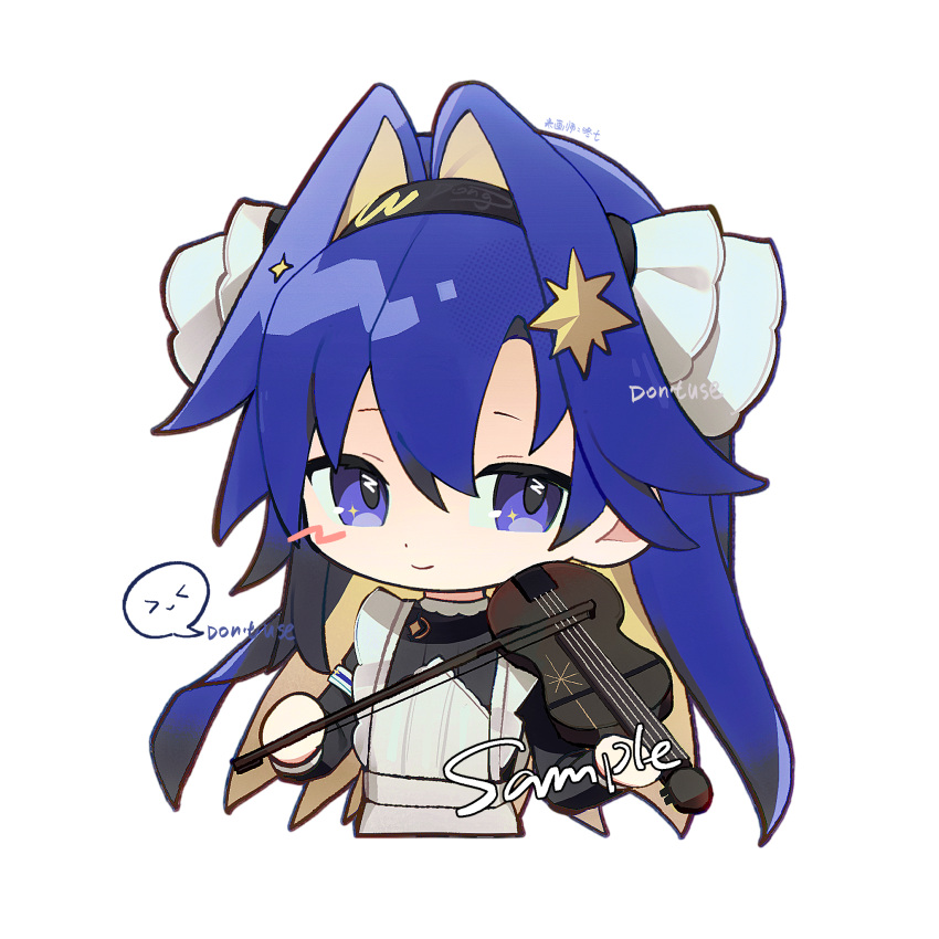 1girl, apron, beishang_jinxing, black_dress, black_hairband, blonde_hair, blue_eyes, blue_hair
