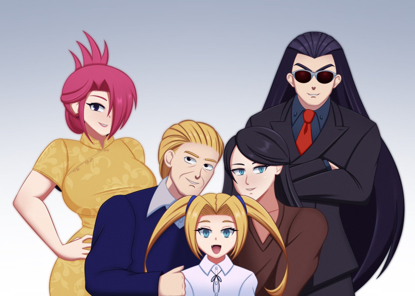 2boys, 3girls, akatsuki_blitzkampf, alternate_costume, breasts, cavendizh, china_dress, chinese_clothes