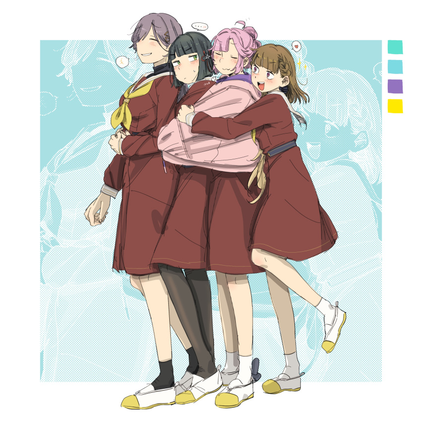 +++, ..., 4girls, 524ryo, :d, absurdres, ahoge, anyoji_hime