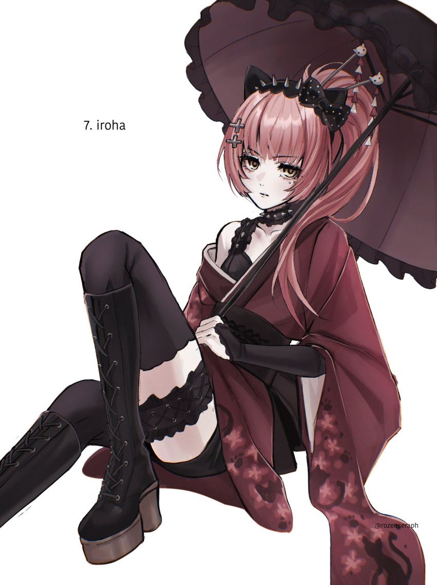 1girl, alternate_costume, animal_ears, black_boots, black_bra, black_gloves, black_sash, boots