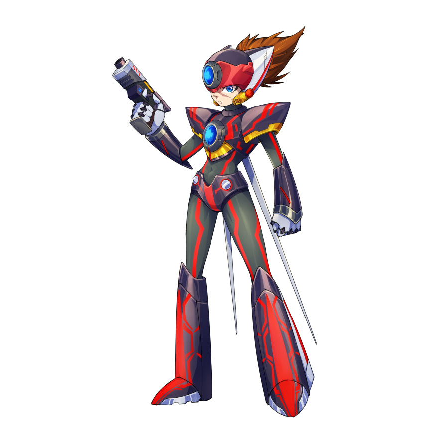 1boy, absurdres, alternate_color, alternate_costume, armor, armored_boots, axl_(mega_man), body_armor
