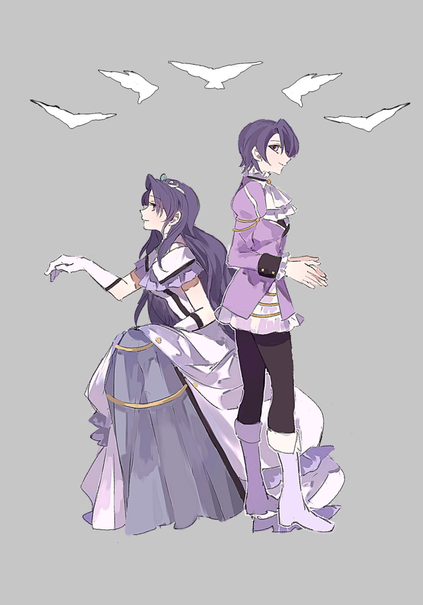 1boy, 1girl, ascot, asprosgy, black_thighhighs, boots, crossdressing, crossdressing_(mtf)
