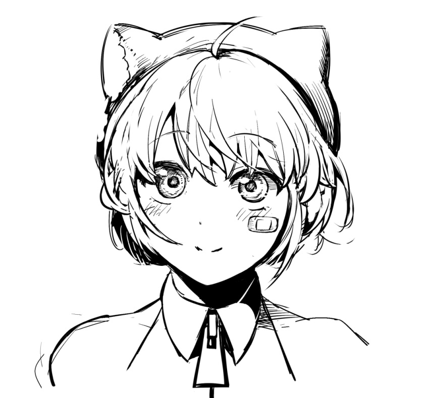 1girl, aogiri_koukou, bandaid, bandaid_on_cheek, bandaid_on_face, beret, blush, closed_mouth